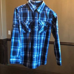Urban Pipeline button down plaid boys shirt